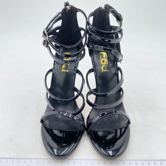 FSJ Black Sexy Strappy Gladiator Wedding Sandals High Heel Shoes for Summer - Picture 3 of 8